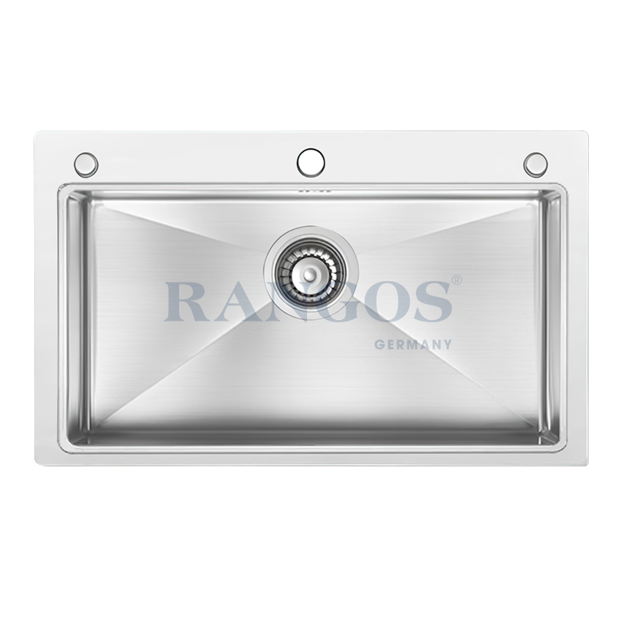 CHẬU RỬA BÁT HANDMADE 1 HỐ LỚN CÓ GIẬT CẤP RGS-7848-GC